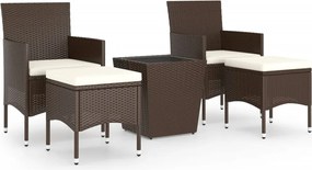 vidaXL Set mobilier bistro, 3 piese, maro, poliratan/sticlă securizată