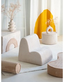 Fotoliu de copii crem cu tapițerie din catifea reiată Cloud – Wigiwama