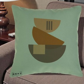 Perna Decorativa Geometric Bauhaus Boluri Portocaliu, 40x40 cm, Verde, Husa Detasabila, Perna Inclusa, BEKZ®