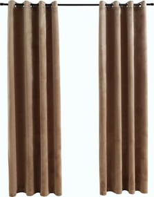 vidaXL Draperii opace cu inele, 2 buc., bej,140 x 245 cm, catifea