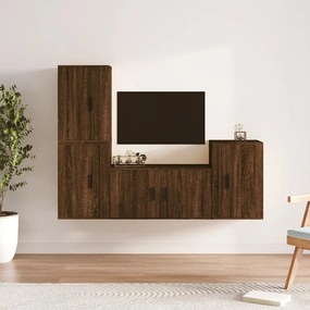 3188613 vidaXL Set dulapuri TV, 4 piese, stejar maro, lemn prelucrat