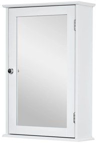 kleankin Dulap suspendat pentru baie cu oglindă - Dulap cu oglindă - Compartiment de depozitare pentru WC - 1 ușă, 2 etajere - MDF alb, sticlă | Aosom Romania