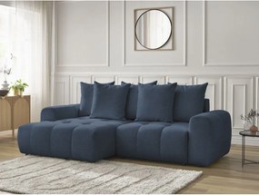 Colțar albastru extensibil/cu spațiu de depozitare cu tapițerie din chenille (cu colț pe partea stângă/cu șezlong) Roxelane – Bobochic Paris