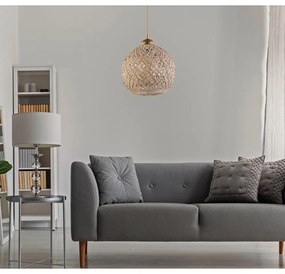 Lustră bej/aurie cu abajur din iută ø 24 cm – Opviq lights