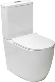 Set vas WC pe pardoseala Rune Ivaldi monobloc alb, Tornado rimless cu sistem vortex si cu capac slim softclose