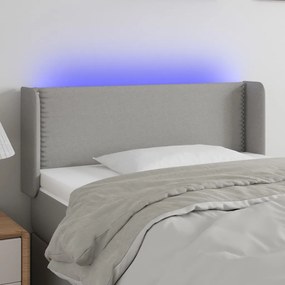 3123078 vidaXL Tăblie de pat cu LED, gri deschis, 93x16x78/88 cm, textil