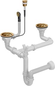 Sifon Push to Open Quadron finisaj cupru pentru chiuvete 2 cuve