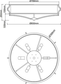 Open Design OR84443 - Plafonieră STESSO 6xE27/12W/230V Ø 85 cm alamă/albă