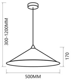 Lustră pe cablu FUJI 1xE27/60W/230V d. 50 cm negru/auriu