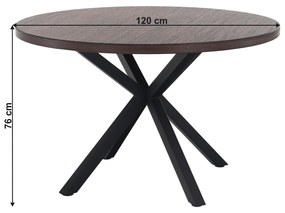 Masă de sufragerie, stejar închis / negru, diametru 120 cm, MEDOR