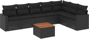 vidaXL Set mobilier de grădină cu perne, 8 piese, negru, poliratan