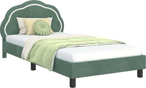 vidaXL Cadru de pat pentru copii cu spătar Verde Mării 90 x 190 cm