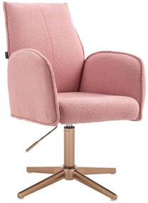 HR280CROSS Scaun Roz Pudra Boucle cu Bază Aurie