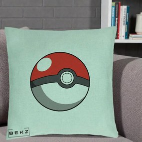Perna Personalizata Pokeball Rosie, 40x40 cm, Verde Menta, Husa Detasabila, Perna Inclusa, BEKZ®