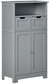 kleankin Mobilier de baie cu 2 sertare, raft, dulap cu ușă, raft reglabil, 60 x 30 x 109 cm, gri | Aosom Romania