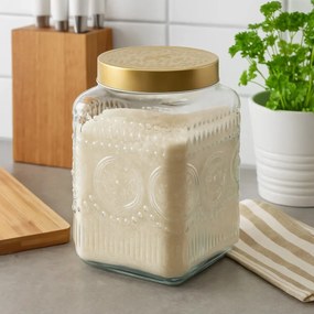 Altom Set de borcane din sticlă cu capac auriu Daisy 2,2 l, 4 buc., 2,2 l