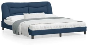 3207792 vidaXL Cadru de pat cu tăblie, albastru, 180x200 cm, textil