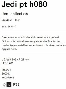 Stalp LED slim pentru iluminat exterior, IP65 Jedi pt h080 negru