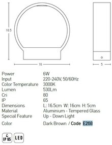 Aplica LED de perete pentru iluminat exterior IP65 Velu maro inchis