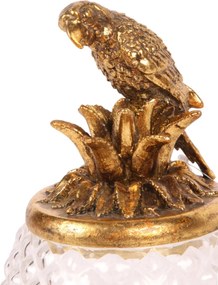 Borcan cu capac din polirășină, auriu, model papagal, 22 x 12 cm, „Kakadu”