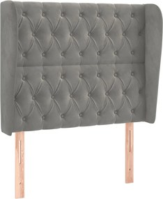vidaXL Tăblie de pat cu aripioare gri deschis 93x23x118/128 cm catifea