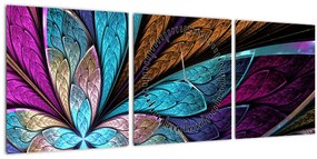 Tablou - Floare, abstracție (cu ceas) (90x30 cm)