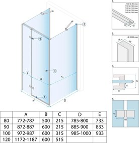 Cabina de dus Rea Atlas cu deschidere pe dreapta 90x100 cm crom