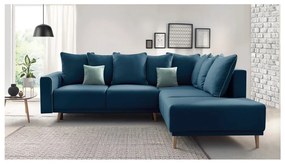 Colțar extensibil cu șezlong pe partea dreaptă Bobochic Paris Mola L, albastru navy