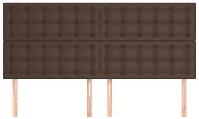 Tablii de pat, 4 buc, maro, 90x5x78 88 cm, piele ecologica 4, Maro, 180 x 5 x 118 128 cm