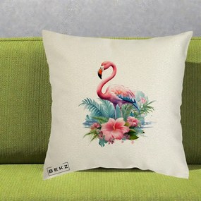 Perna Decorativa Raton in Halat Roz, 40x40 cm, Ecru, Husa Detasabila, Perna Inclusa, BEKZ®