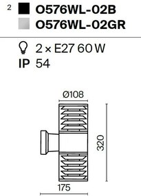 Aplica de perete pentru iluminat exterior IP54 Bronx gri
