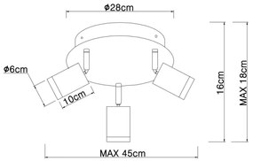 Spot JOSEBA 3xE27/60W/230V lemn negru Globo 54032-3B