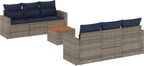 vidaXL Set canapele de grădină cu perne, 7 piese, gri, poliratan