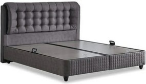 Pat matrimonial cu lada LATEKS COMFORT 160x200, stofa gri, somiera inc