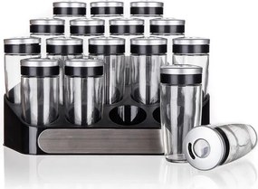 BANQUET Set recipiente mirodenii ALTIMA cu suport negru, 17 piese