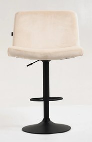 HR150W Scaun Crem din Catifea cu Bază Neagră