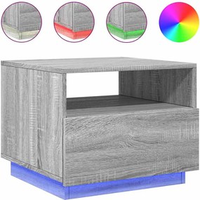 vidaXL Măsuță de cafea cu lumini LED, gri sonoma, 50x49x40 cm