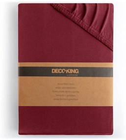 Cearceaf burgundy din jerseu cu elastic 160x200 cm Amber – DecoKing