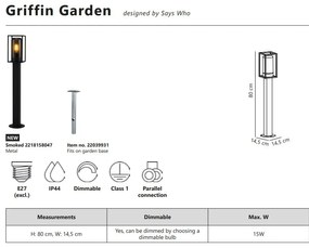 Stalp exterior IP44 design modern Griffin Smoked, H-80cm