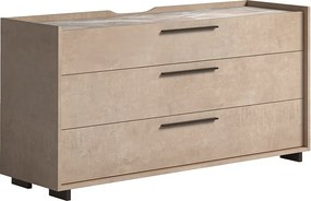 Comodă lemn masiv Sable cu 3 sertare, 150 × 51 × 78 cm