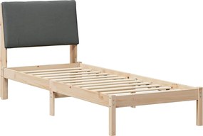 vidaXL Cadru de pat maro și gri închis 75 x 190 cm Lemn masiv de pin