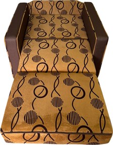 Fotoliu SAMY NEXT extensibil, cu lada de depozitare, stofa maro, cadru metalic, 103x100x92 Stofa, Maro + Bej