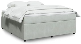 vidaXL Pat box spring cu saltea, gri deschis, 180x200 cm, catifea