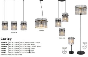 Lustra suspendata 3L design modern GORLEY negru, fumuriu