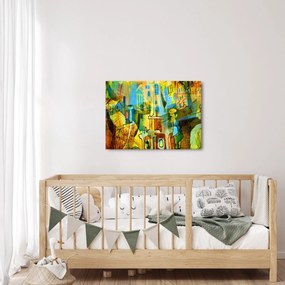 Tablou - Arhitectură, abstractizare cubistă (70x50 cm)