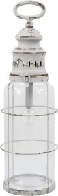 Felinar alb, din sticla, cu baterii, E12, H42cm. French Stable