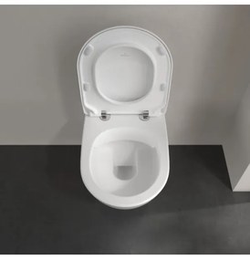 Set vas WC rimless suspendat, Villeroy&amp;Boch Subway 2.0, DirectFlush, cu capac inchidere lenta, 37x56cm, Alb Alpin, 5614R201