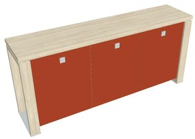 Dulap mic Verno+ 200 x 46 x 90 cm, uși de sticlă, salcâm / portocaliu