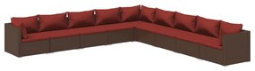 3101787 vidaXL Set mobilier de grădină cu perne, 9 piese, maro, poliratan