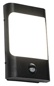 Aplică neagră cu LED inclus IP44 cu senzor de mișcare - Khuvan